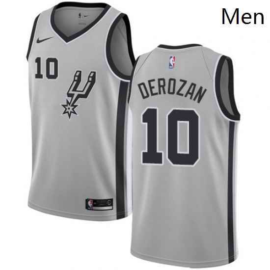 Mens Nike San Antonio Spurs 10 DeMar DeRozan Swingman Silver NBA Jersey Statement Edition
